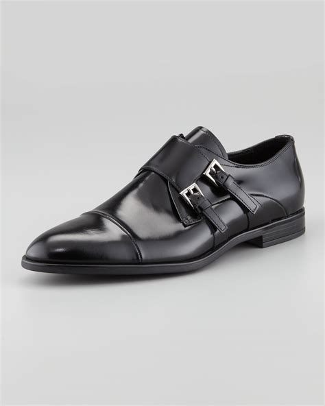 prada spazzolato double monk strap loafers|Prada Spazzolato Double.